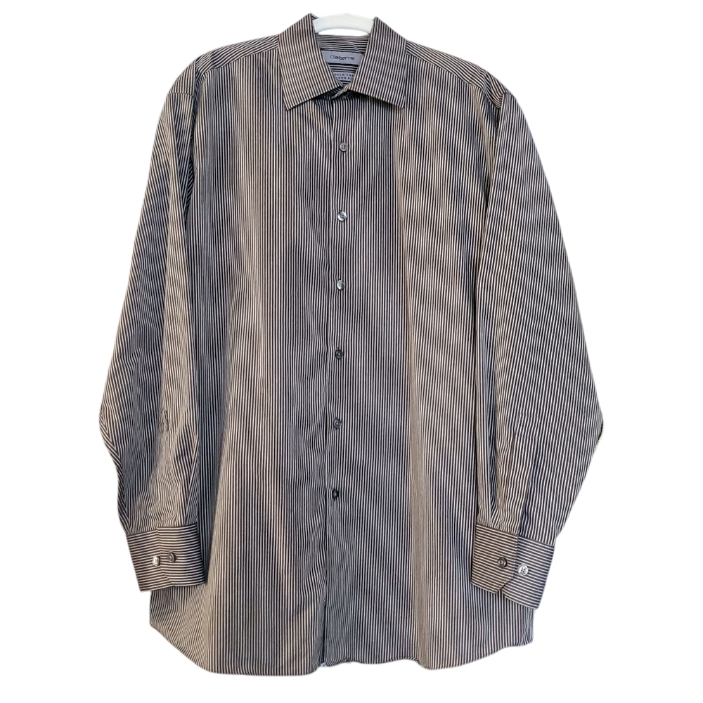Claiborne Wrinkle Free Striped Longsleeve Button Up Dress Shirt 16 32/33 L